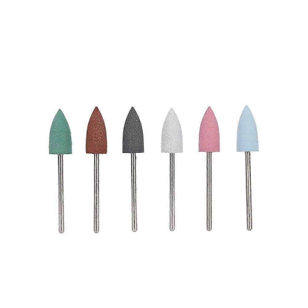 6pcs 3/32 Inch Nail Drill Bits Set, Silicone Grinding Heads for Manicure Pedicure, Multi Function Nail Care