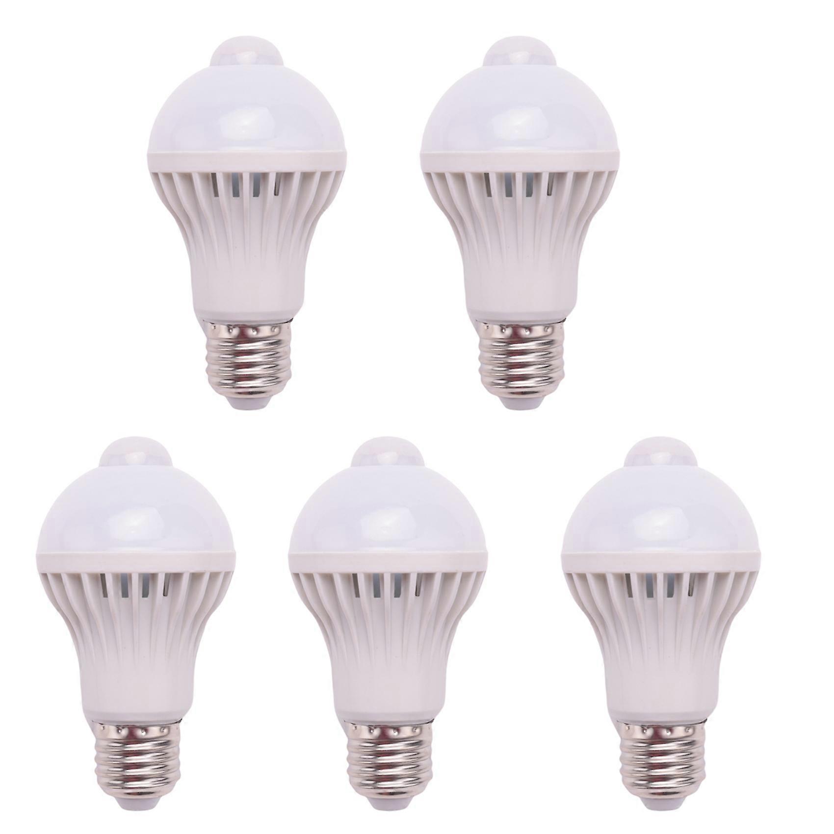 5X E27 Led Bulb Light Motion Sensor Light LED PIR Motion Sensor Lamp Globe Bulb Light Lamp, 5W