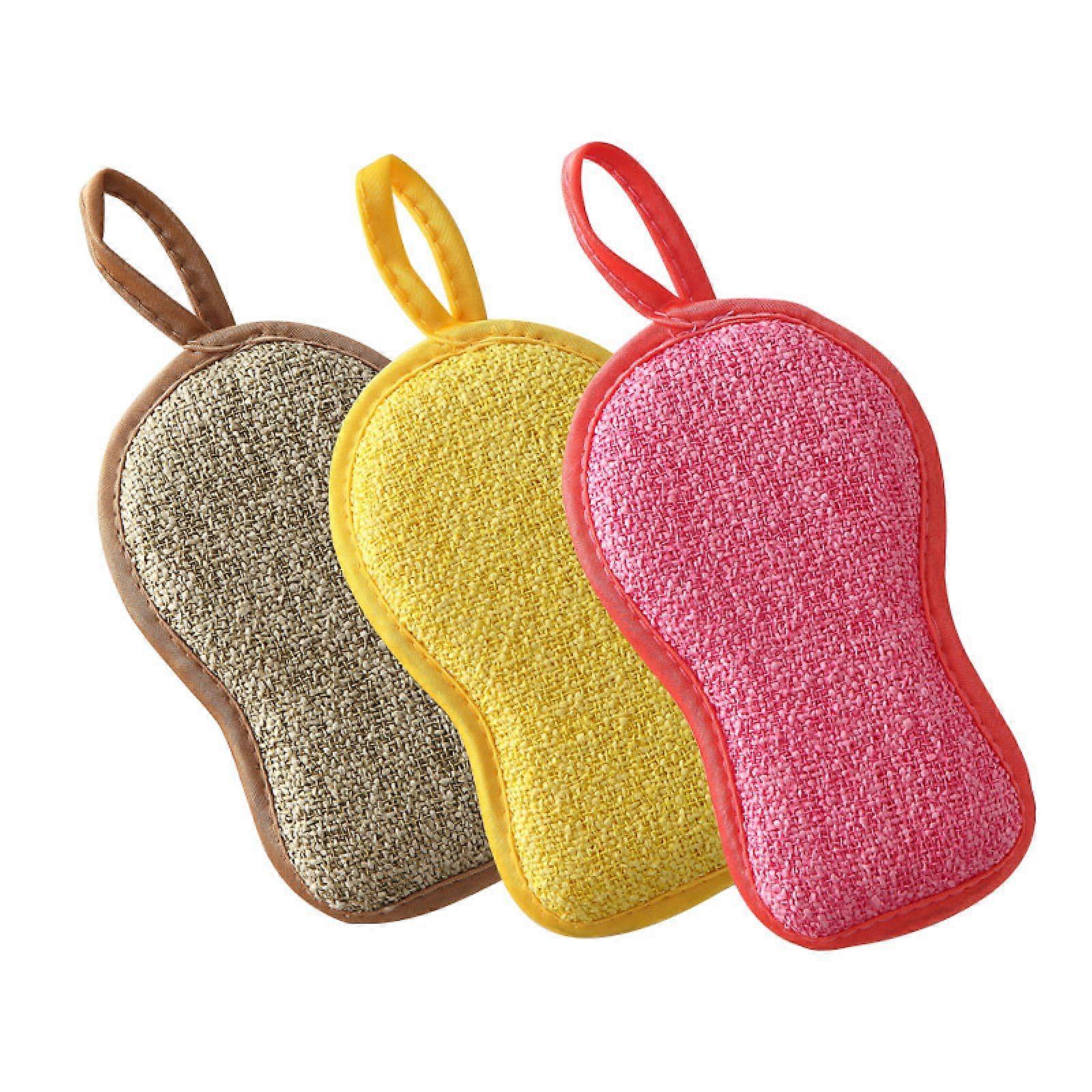 Microfiber Dishwashing Sponge DoubleSided Thick Absorbent NonScratch Kitchen Cleaning Scrubber