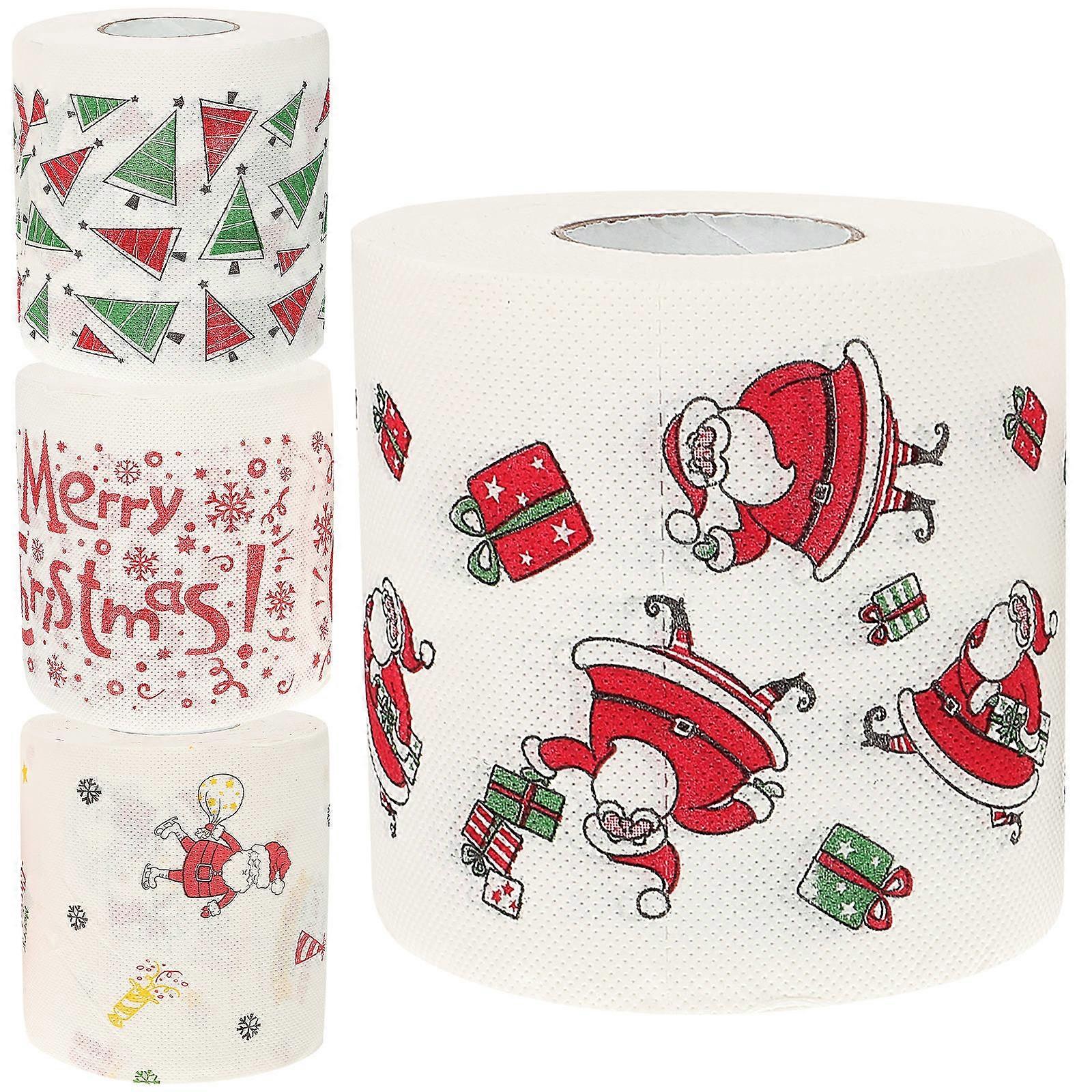 Toilet Tissues Rolls Santa Claus Patterned For Table Use 4Pack