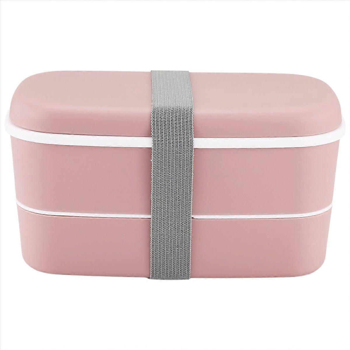 Microwavable 2 Layer Lunch Box with Compartments Leakproof Box Pink