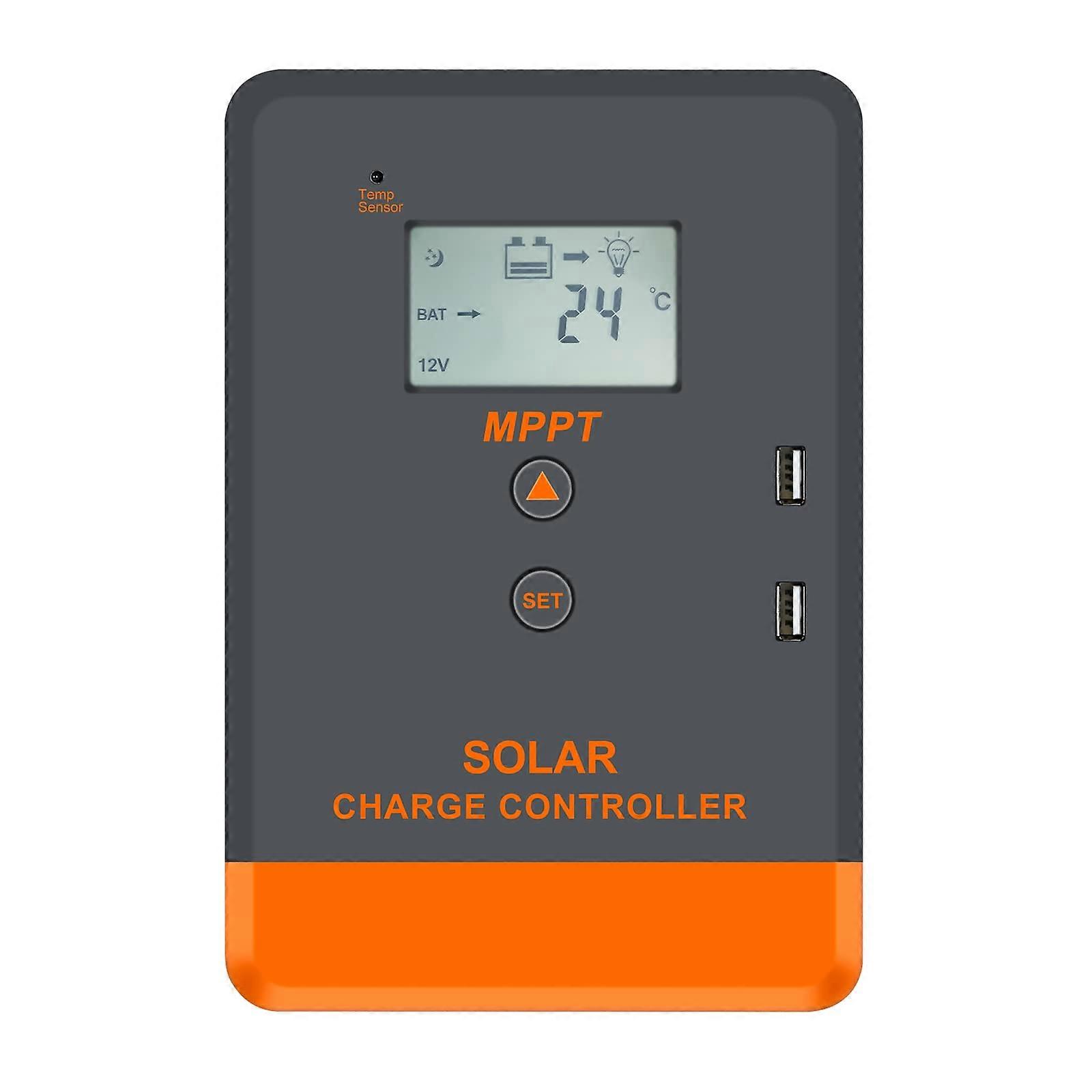 MPPT Solar Charge Controller 12V 24V with LCD Display, 99.5% Tracking Efficiency for PV Systems