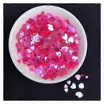 Rose Color Heart Nail Art Sequins with Shifting Light Reflection, MultiSize Glitter for Manicures