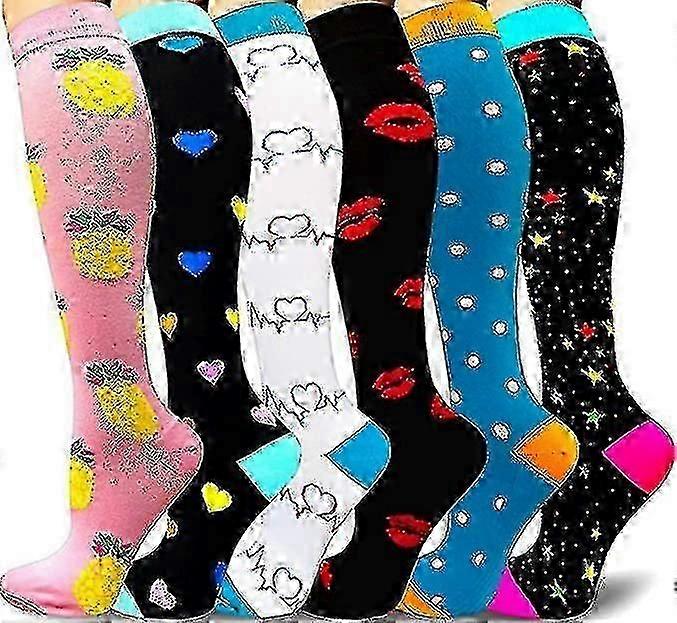 Circulation Support Compression Socks - 6 Pairs for Running & Cycling