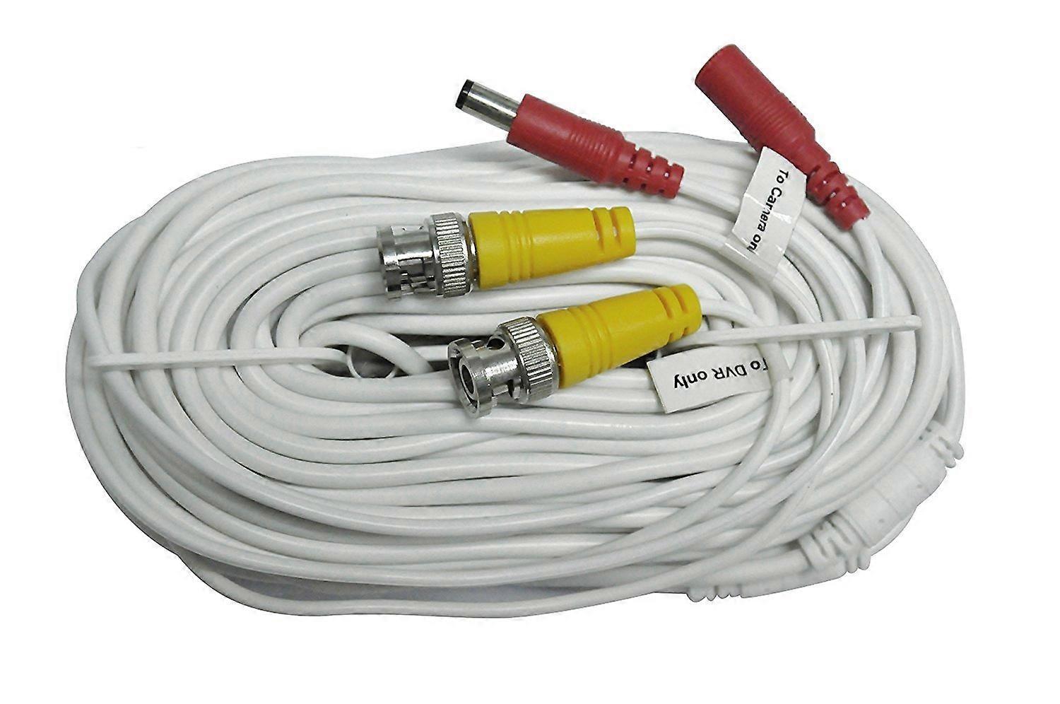 100FT White BNC Security Camera Cable, CCTV Video and Power Combo, Plug and Play Setup