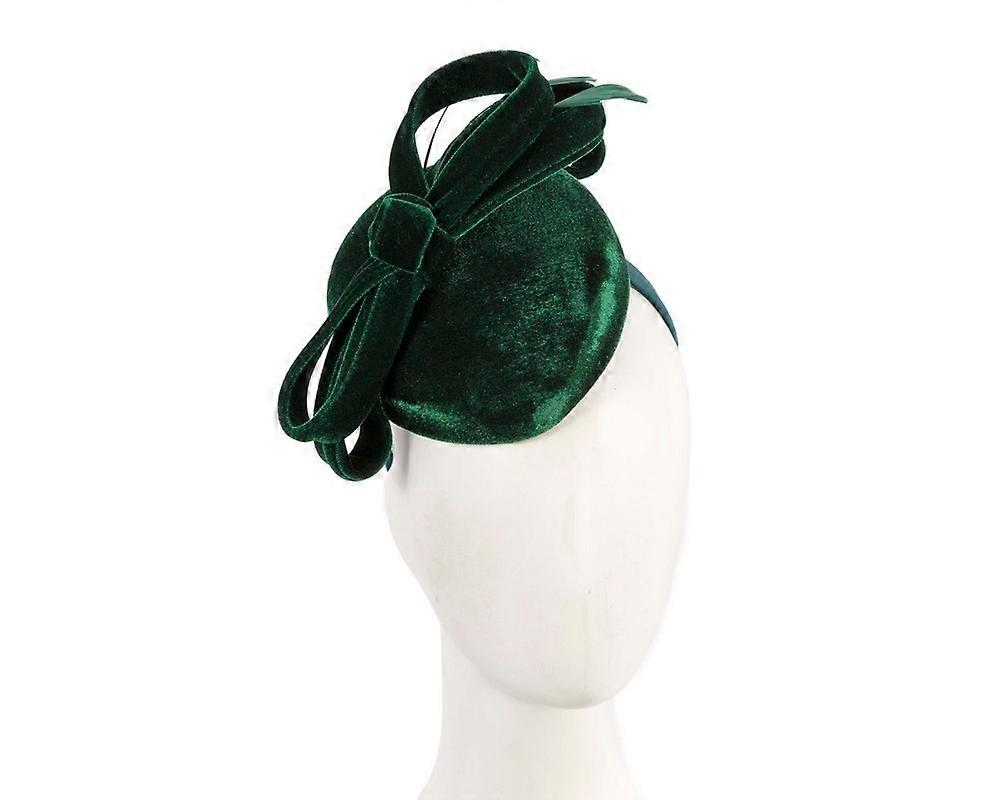 Grüner Pillbox-Winterfascinator aus Samt J441GRN
