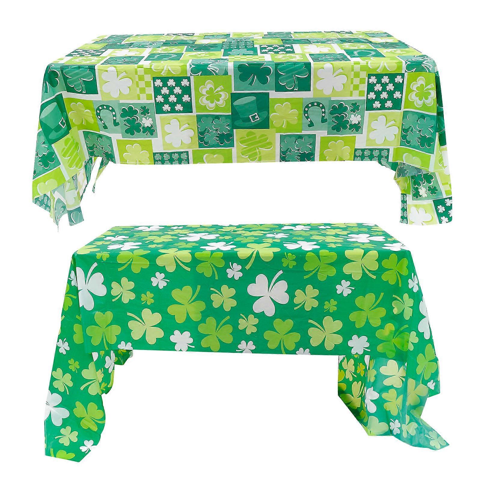 St Patricks Day Party Tablecloth Plastic Table Cover for 4Pcs Set