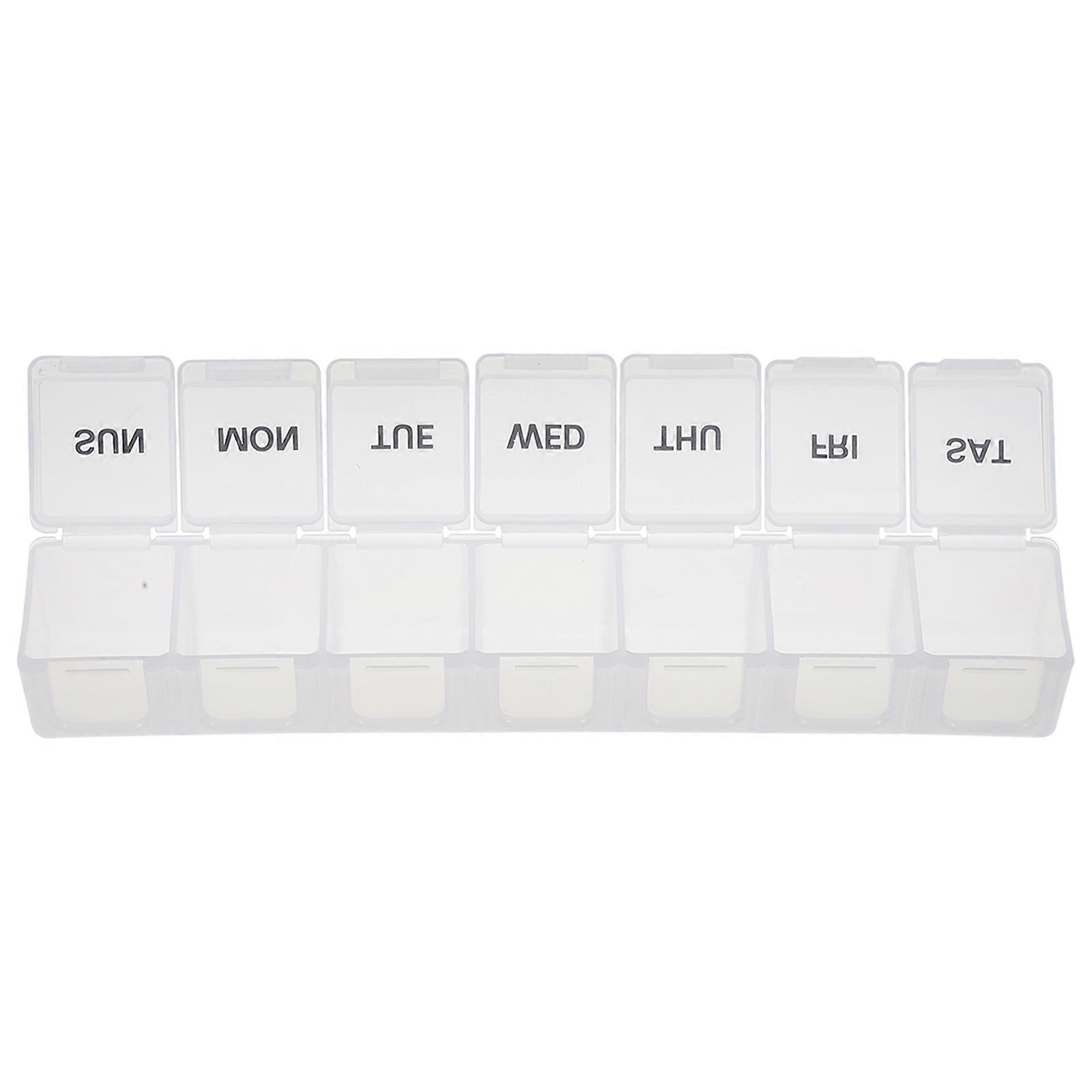 Multi-Grid Pills Container Portable Case for Storage 2Pcs White Organizer