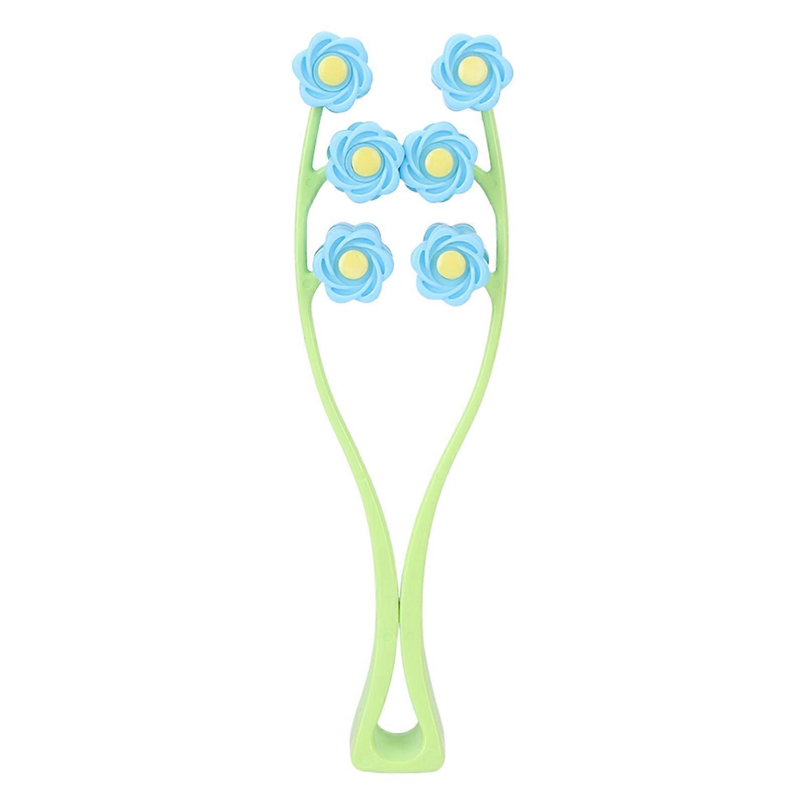 Face Roller Multiple Rollers Concave Convex Particles Comfortable Handle Multiple Rollers V Shaped Face MassagerBlue