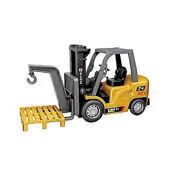 1/64 schaal 2.4G 8CH aluminium RC-vorkheftruck met app-besturing, op afstand bestuurbare mini-bouwmachine speelgoedmodel - geel