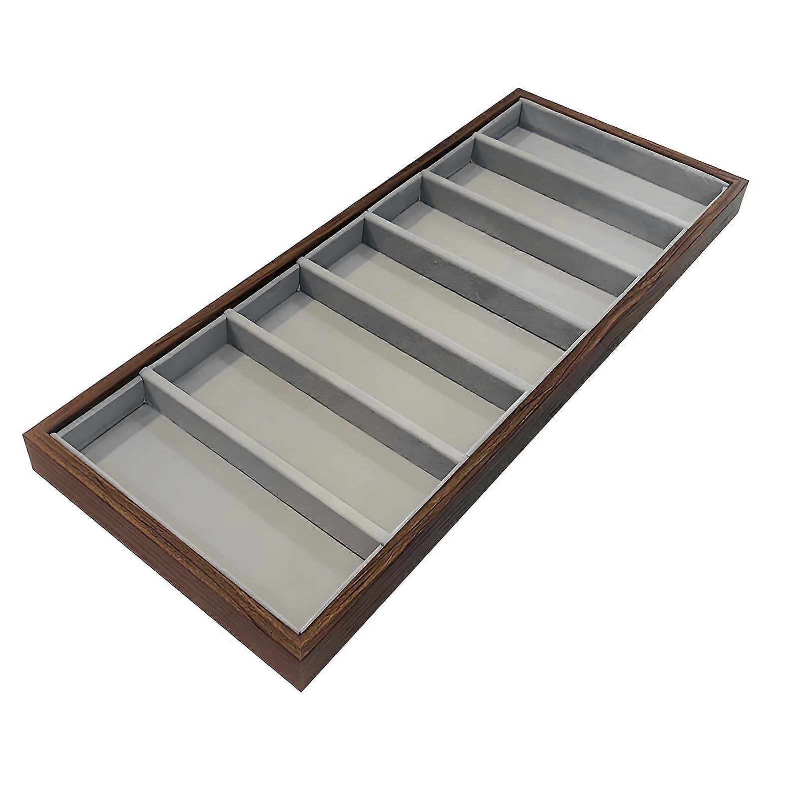 Multiple Compartment Wooden Eyewear Organizers With Flannel Fabric For Glasses Protective  7 Pay