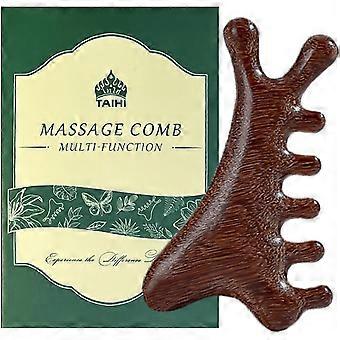 Pente massageador de couro cabeludo de madeira, 100% madeira natural, para crescimento capilar, alívio do estresse, ferramenta multifuncional Gua Sha para cabeça, rosto e pescoço, antiestática.
