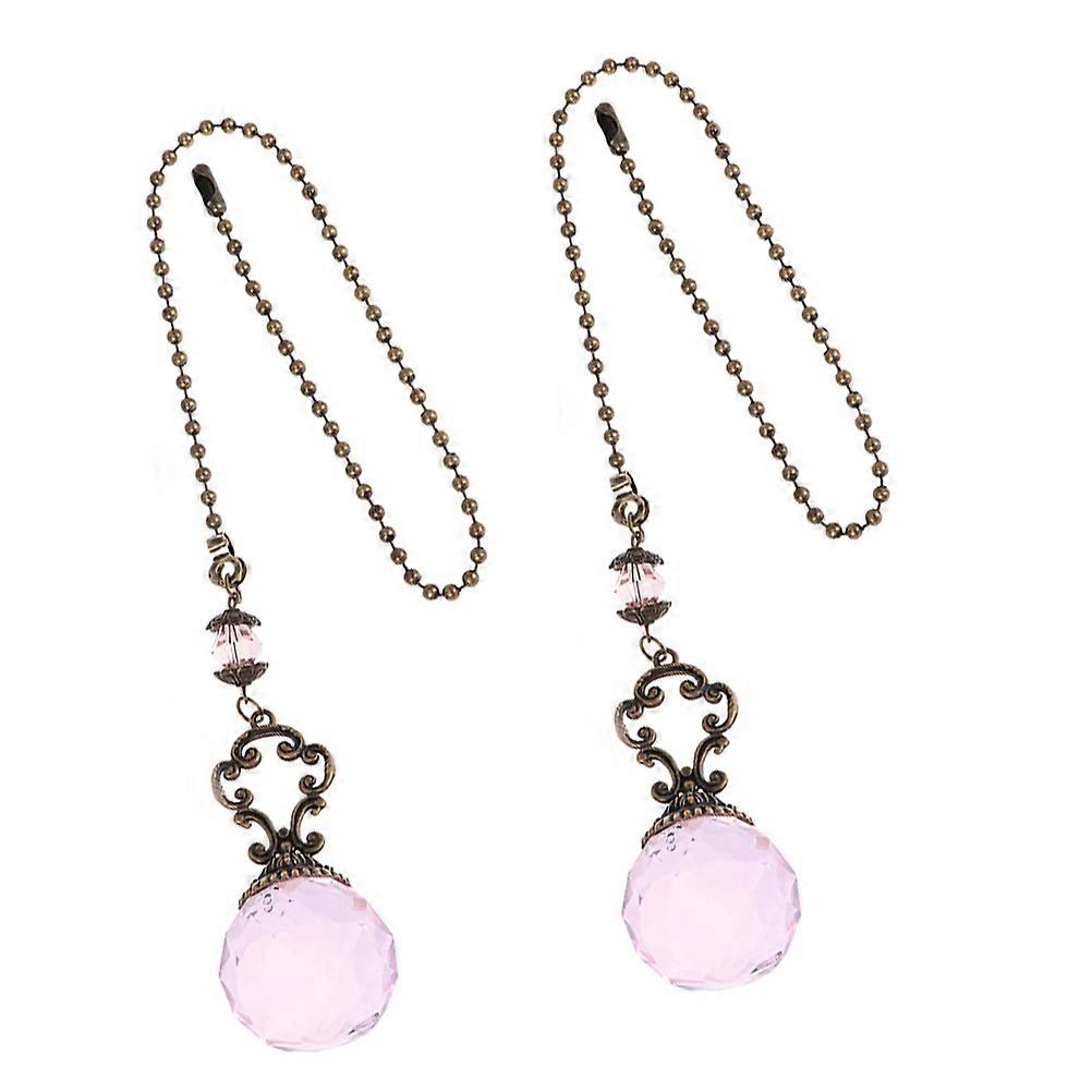 2Pcs Crystal Ball Light Pendant Ceiling Fan Pull Chain Creative Light Accessory