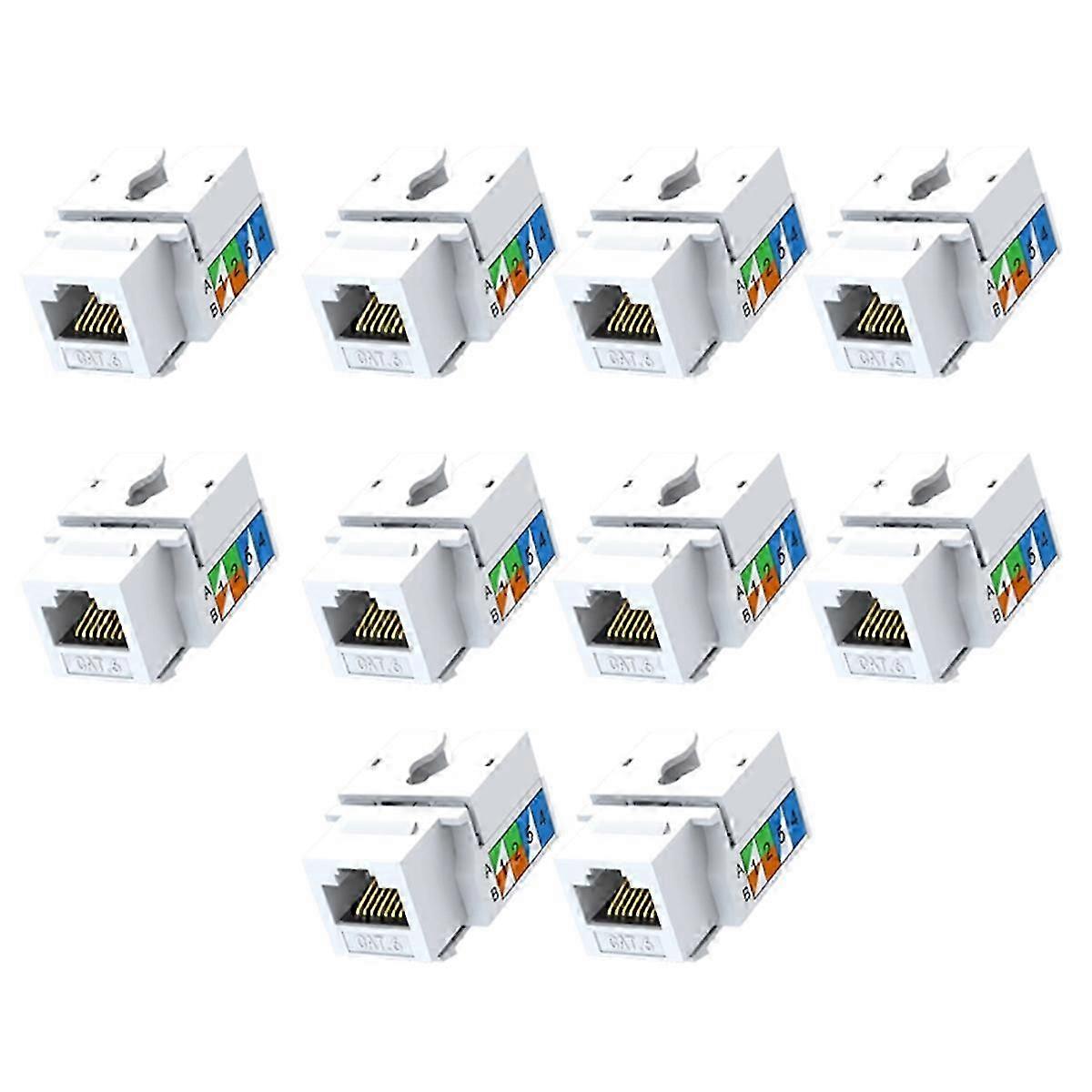 10PCS Cat6 Jack, Ethernet Punch Down Connector, Wall Adapter 90-Degree Module Coupler, Compatible Ca