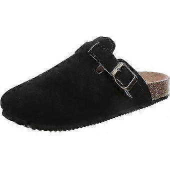 Women's Suede Leather Clogs with Cork Insole, Adjustable Buckle, Antislip Outsole, Waterproof Mules for Indoor Outdoor