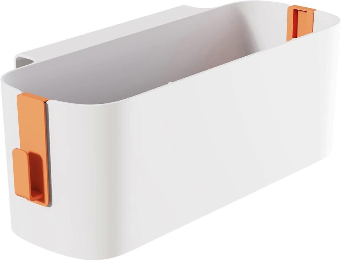 Hanging Bedside Storage Basket, Multifunctional Hanging Storage Box with 2 Hooks, Orange