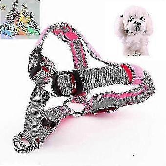 Double Sided Led Light Pet Harness Nylon Cat Dog Chest Strap Leash, Size:s(pink)