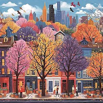 Autumn Urban Streetscape Puzzles Flat Colorful City Folk PuzzleJigsaw Puzzle Book Lover CYQL-798