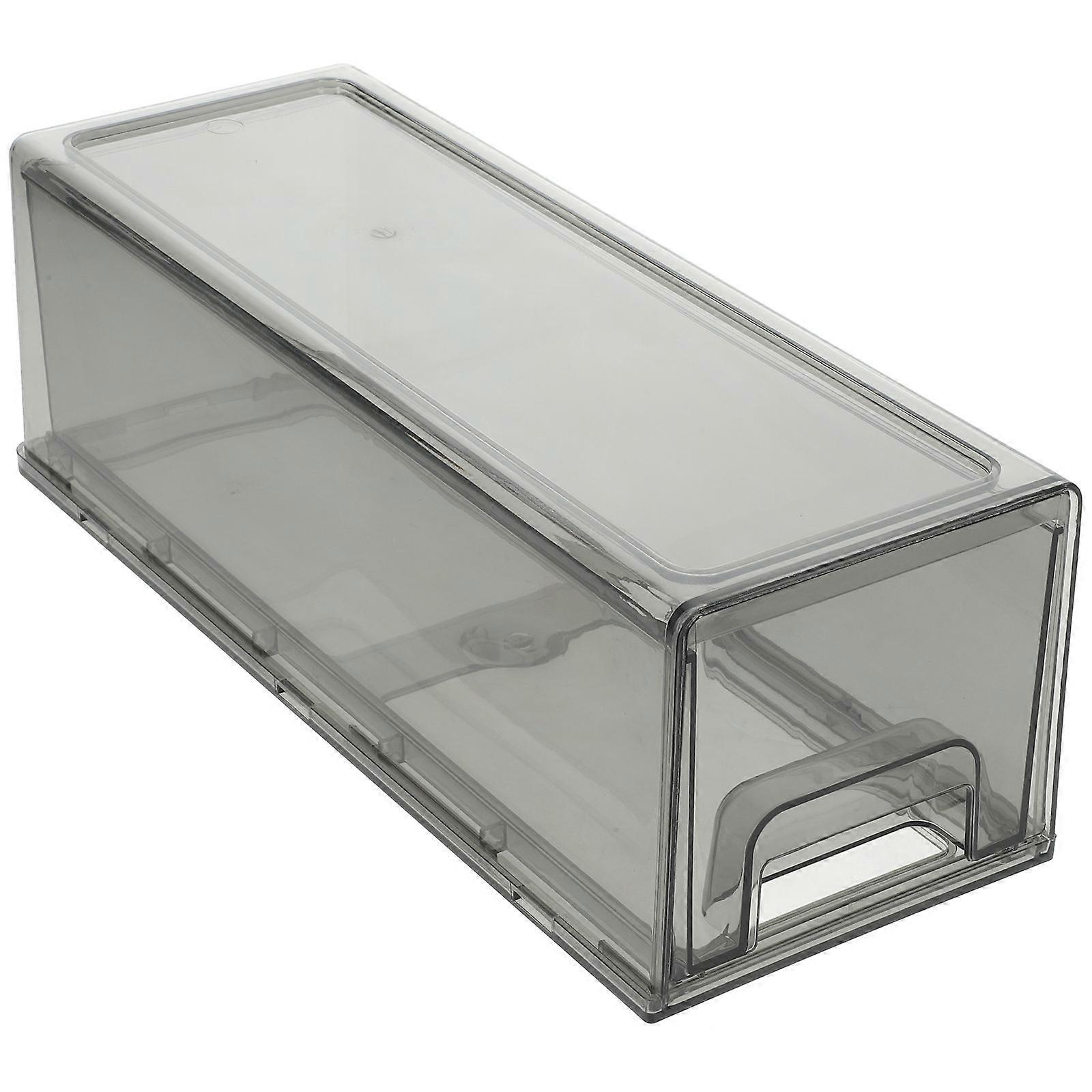 Stackable Refrigerator Organizer Bin for Storage Grey PP Material