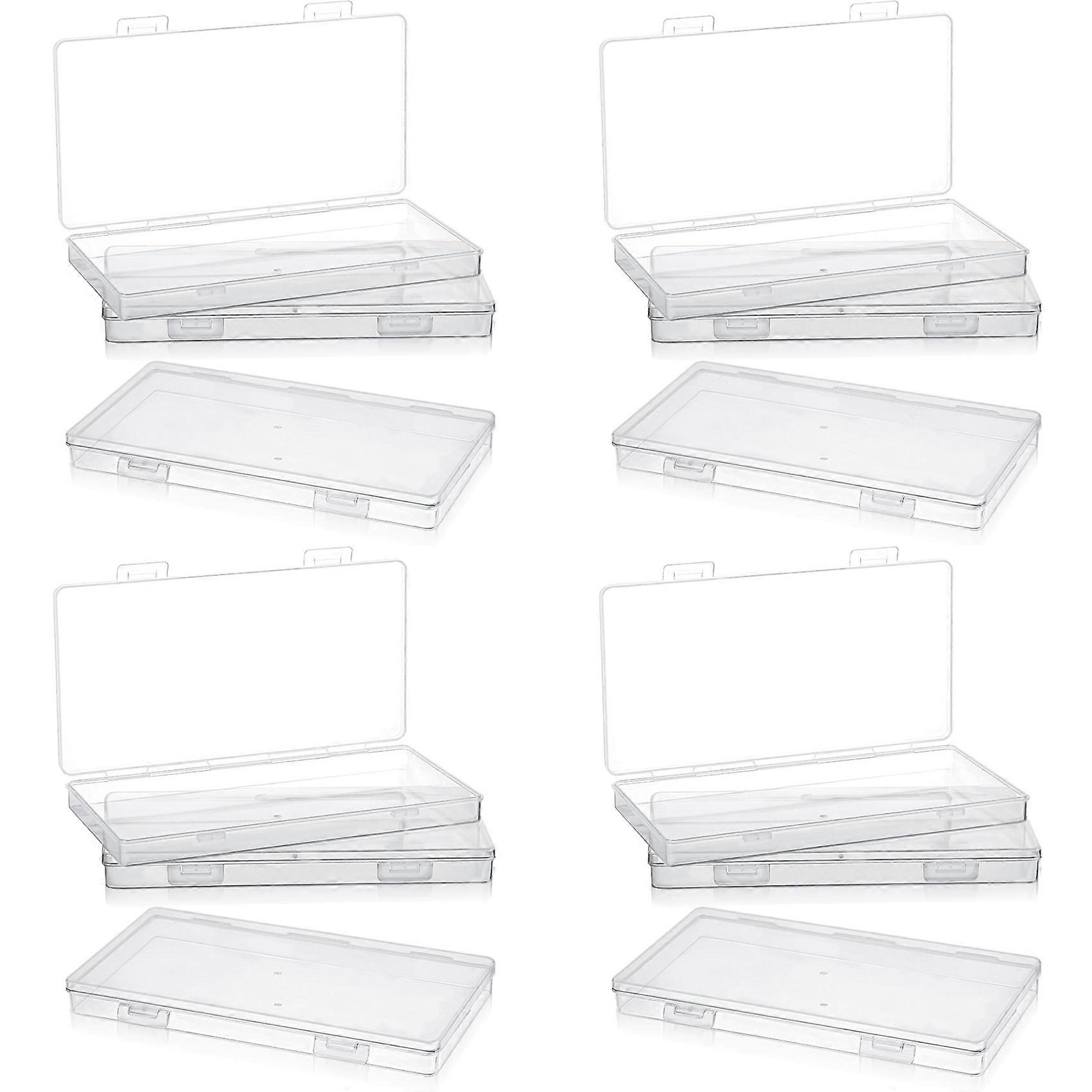 12Pack Mini Plastic Clear Storage Containers Box,Small Rectangle Empty Organizer Case with Hinged Lid