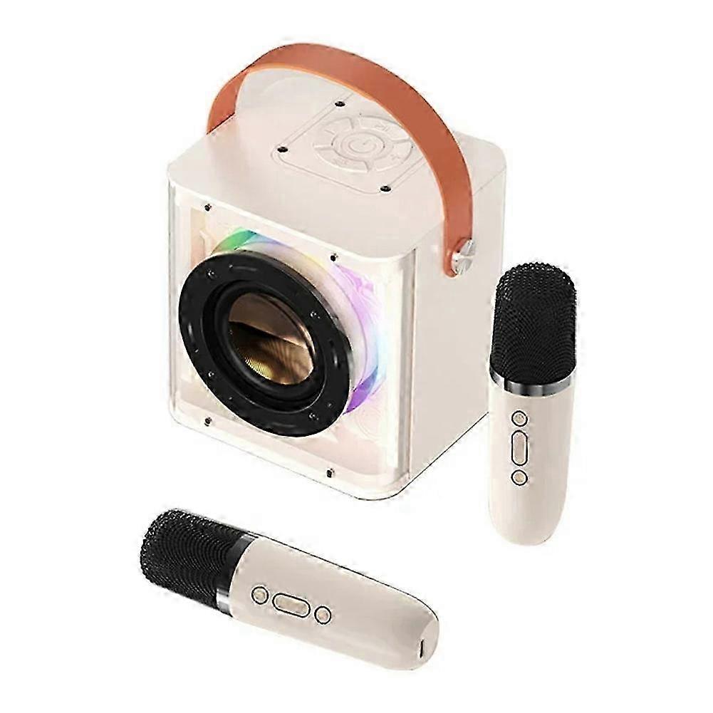 Portable Mini Karaoke Machine Bluetooth Speaker Light 2 Wireless Microph
