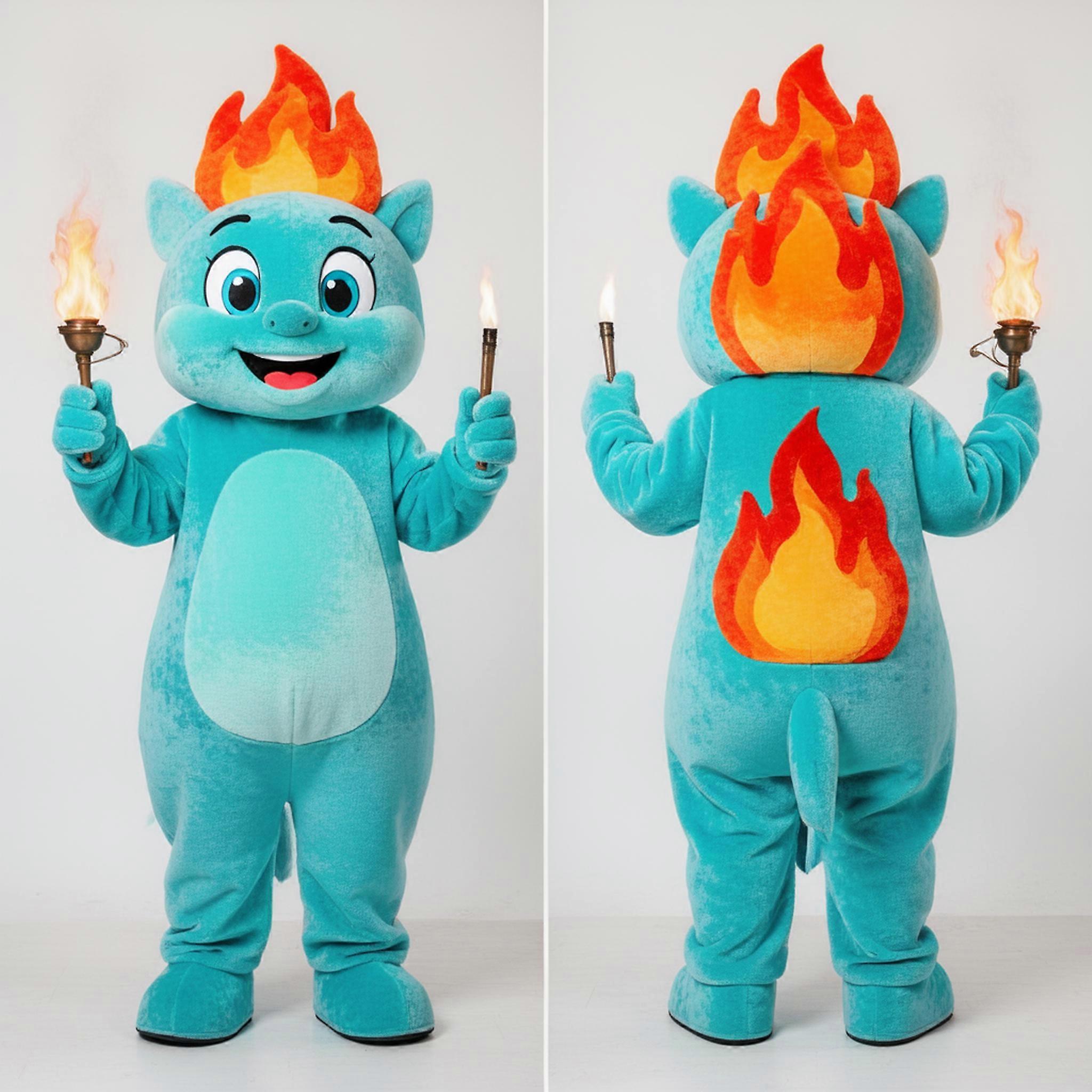 MASTICOT Cyan Vibrant Fire Eater Mascot
