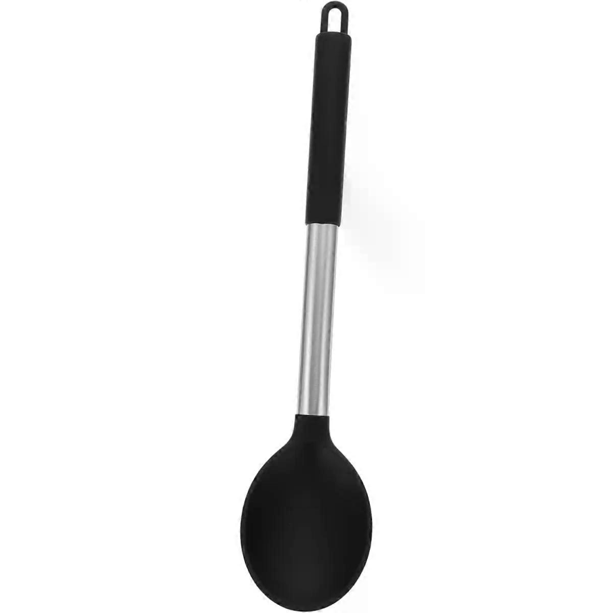 Black Silicone Cooking Spoon, Multipurpose Non-Stick Kitchen Tool