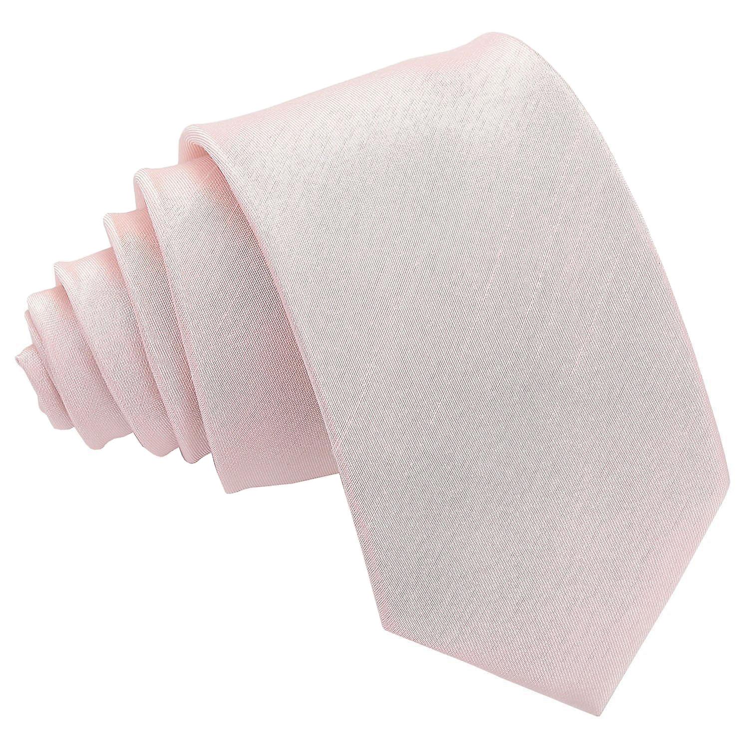 Blush Pink Plain Shantung Slim Tie