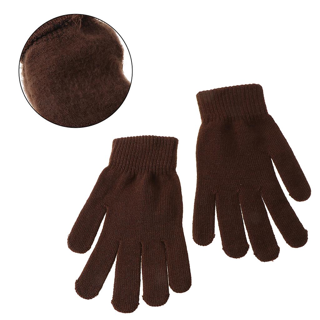 Winter Full Finger Gloves Knitted Solid Color Mittens Warm Stretchy Hand Warmer