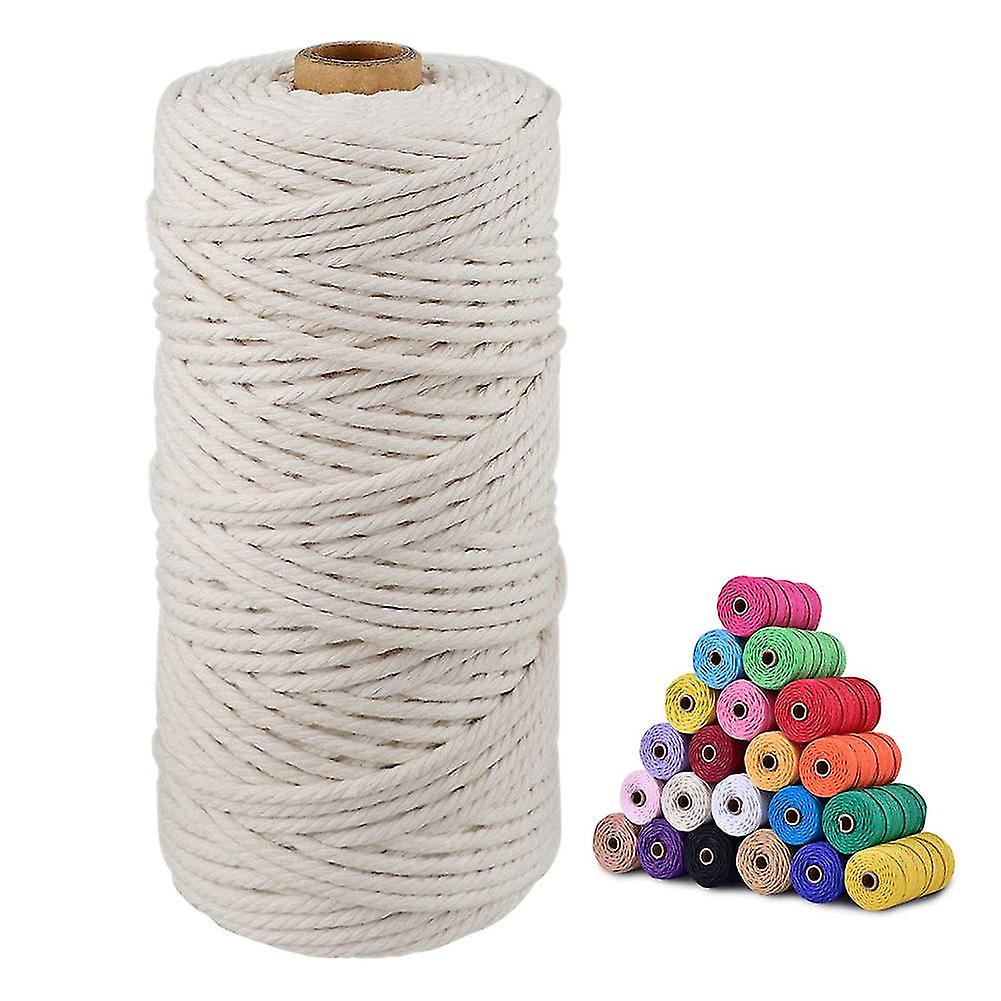 Bomullsgarnhantverk, DIY Craft Cord Craft Rope String För Vägghängande Växt Hanger 2mm * 100m