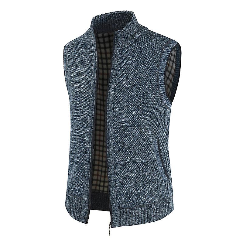 Mens Knitted Gilet Fleece Lining Quilted Body Warmer Full Zip Thick Winter Cardigan