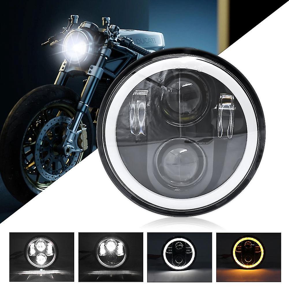 thumbnail image 2 of Vencomotor 5.75” LED Headlight Projector – Halo Ring White/Amber DRL, DOT/SAE, Chrome Housing, 6000K, 12V, Plug & Play 2 of 2
