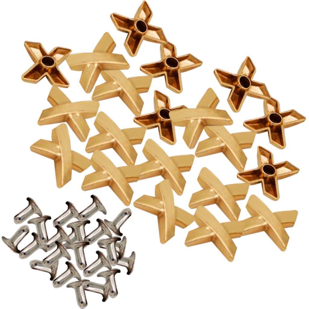 20 Sets X Shape Rivets Studs for Clothes Bag Hat Jacket Leather Decor Golden