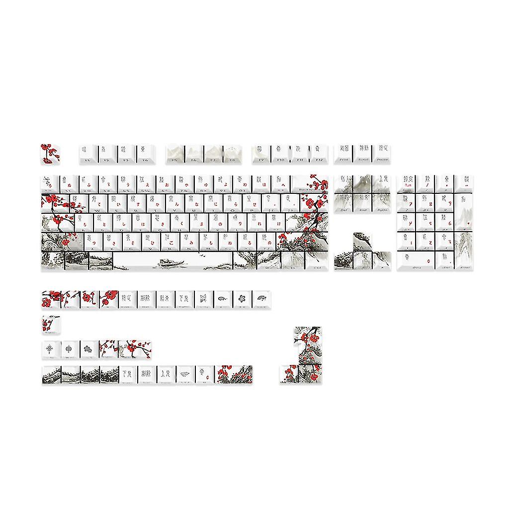 Backlit Keycaps 135 Plum Blossom Dye Sublimation Keycap Set Side Engraving