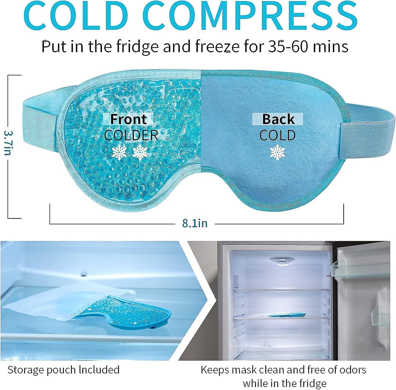 Cooling Eye Mask With Gel D, Reusable Cold Compress Ice Pack Sleeping