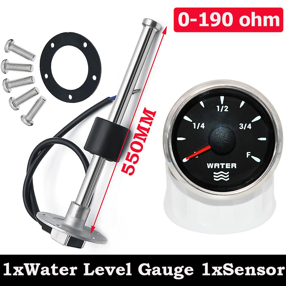 Ad 7 Color Backlight 52mm Water Level Gauge + Water Level Sensor 0~190 Ohm Water Level Indicator Meter Fit For Car Boat Marine