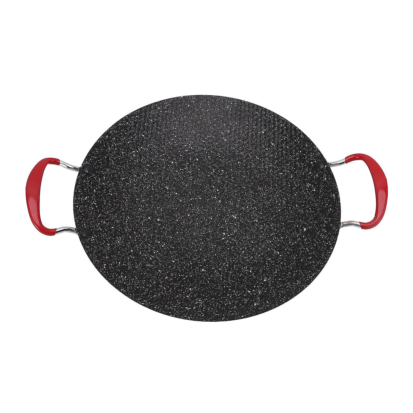 韓国のバーベキューグリルパンノンスティック、火傷防止ハンドル付き丸型バーベキューギルプレートガスセラミックストーブ用38cm / 15.0in