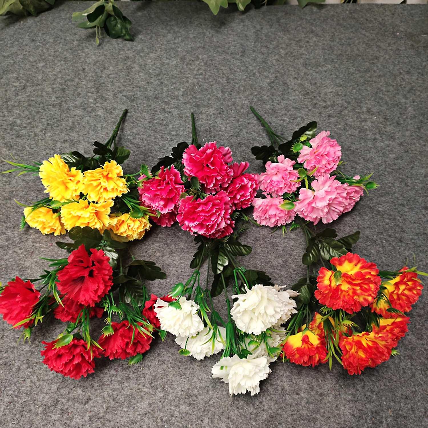 1Pc Carnation Realistic Look Vibrantly Colored 6 Heads DIY Handmade Carnations Artificial Flower