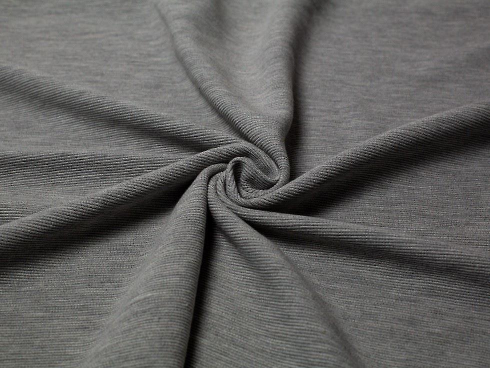 Minerva 100% Cotton Ottoman Rib Stretch Knit Fabric Light Grey - per metre