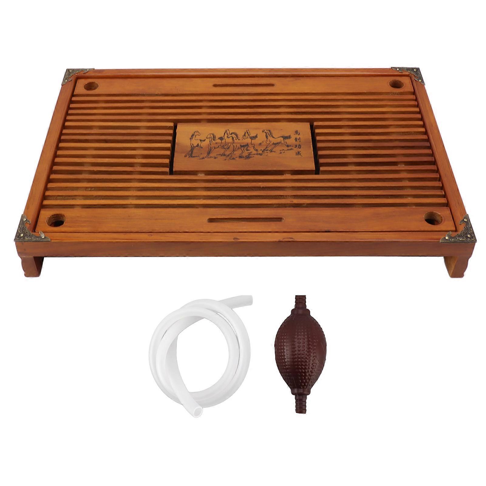 Simple Tea Tray Drawer Type Wooden Drainage Water Storage Gongfu Tea Table Set for Home Orange