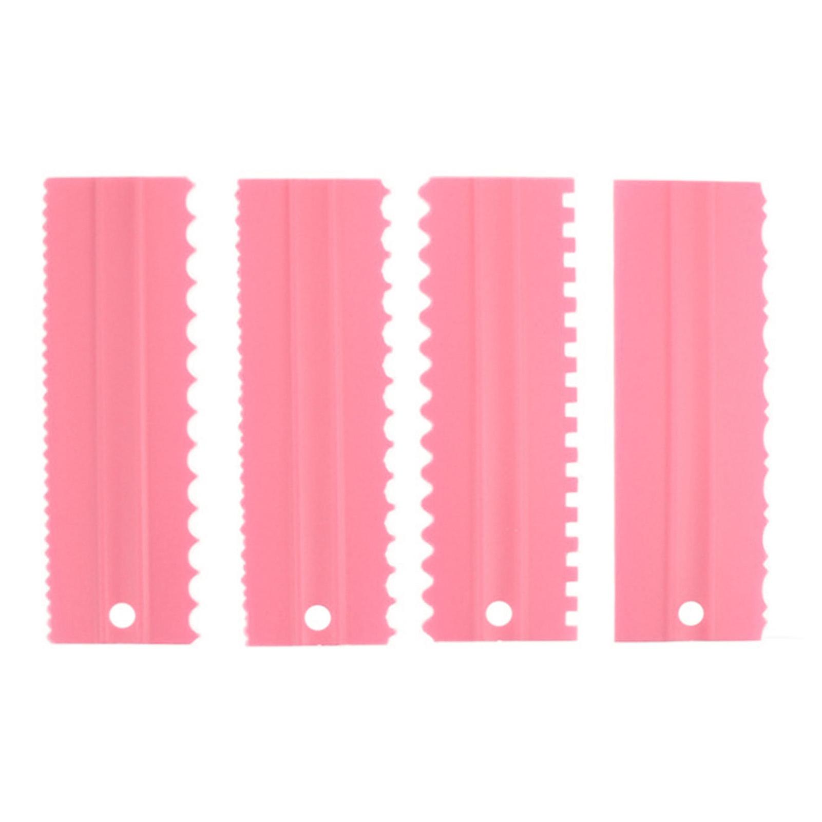 4Pcs Pink Cake Scraper Set 7.5x22.8cm Durable Eco-Friendly Plastic