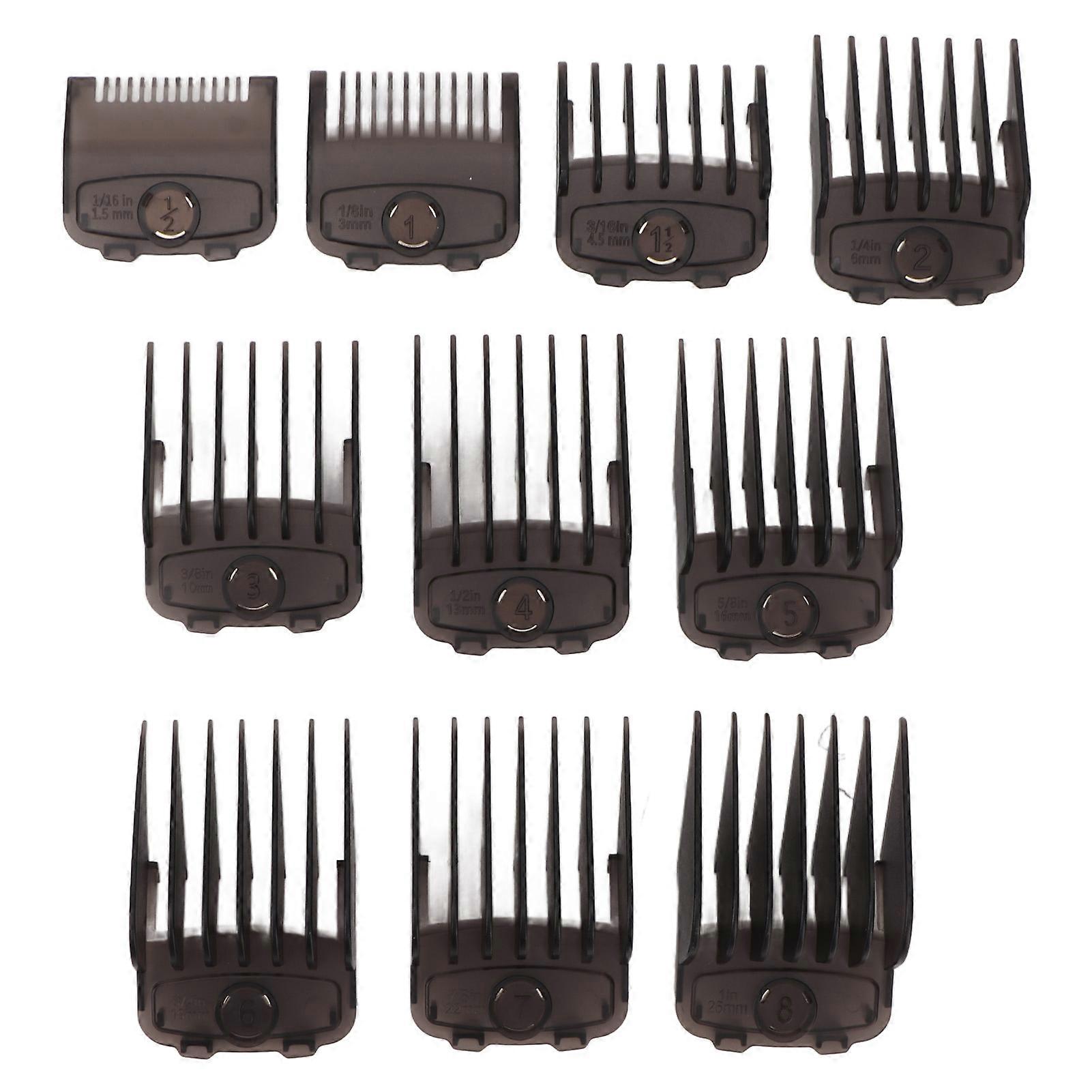 10 Pack Hair Clipper Combs & Guides, Fully Compatible, Professional & Lightweight, Black