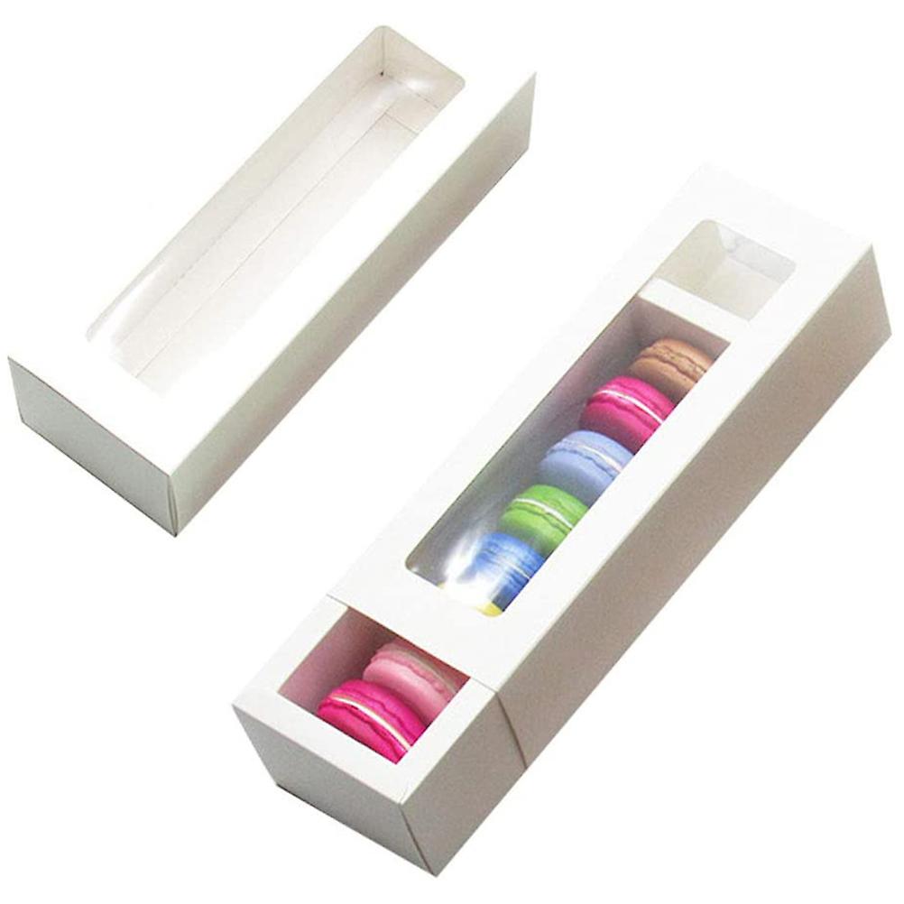 10pcs Clear Window Paper Packaging Boxes Macaron Boxes  Containers for Home Dessert Shop