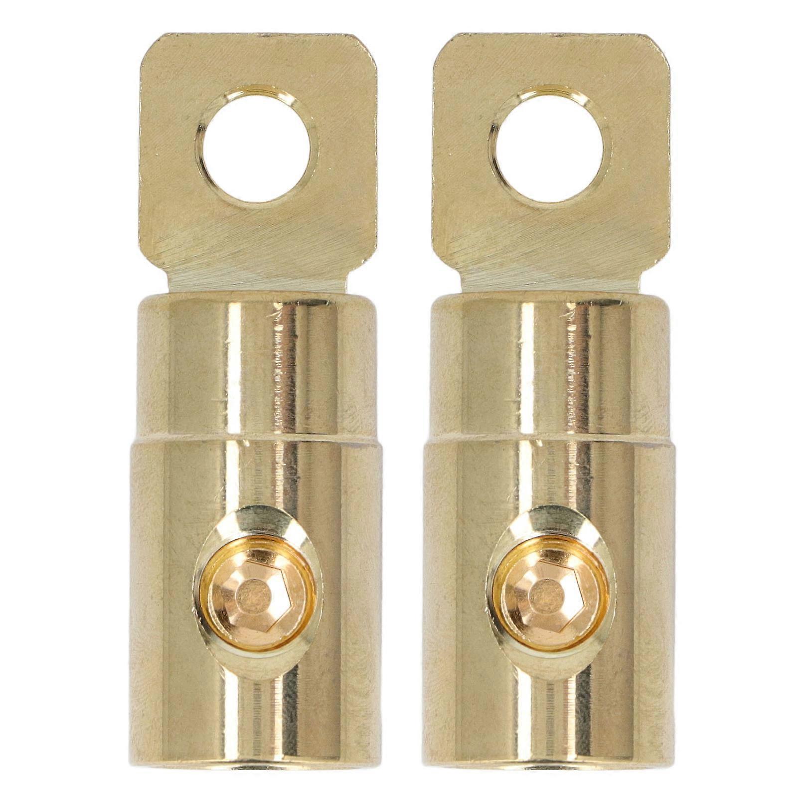 Pair Power Battery O Ring Terminals Brass Gold Plated High Accuracy Welding Free o Modification 0GA for 0‑2GA