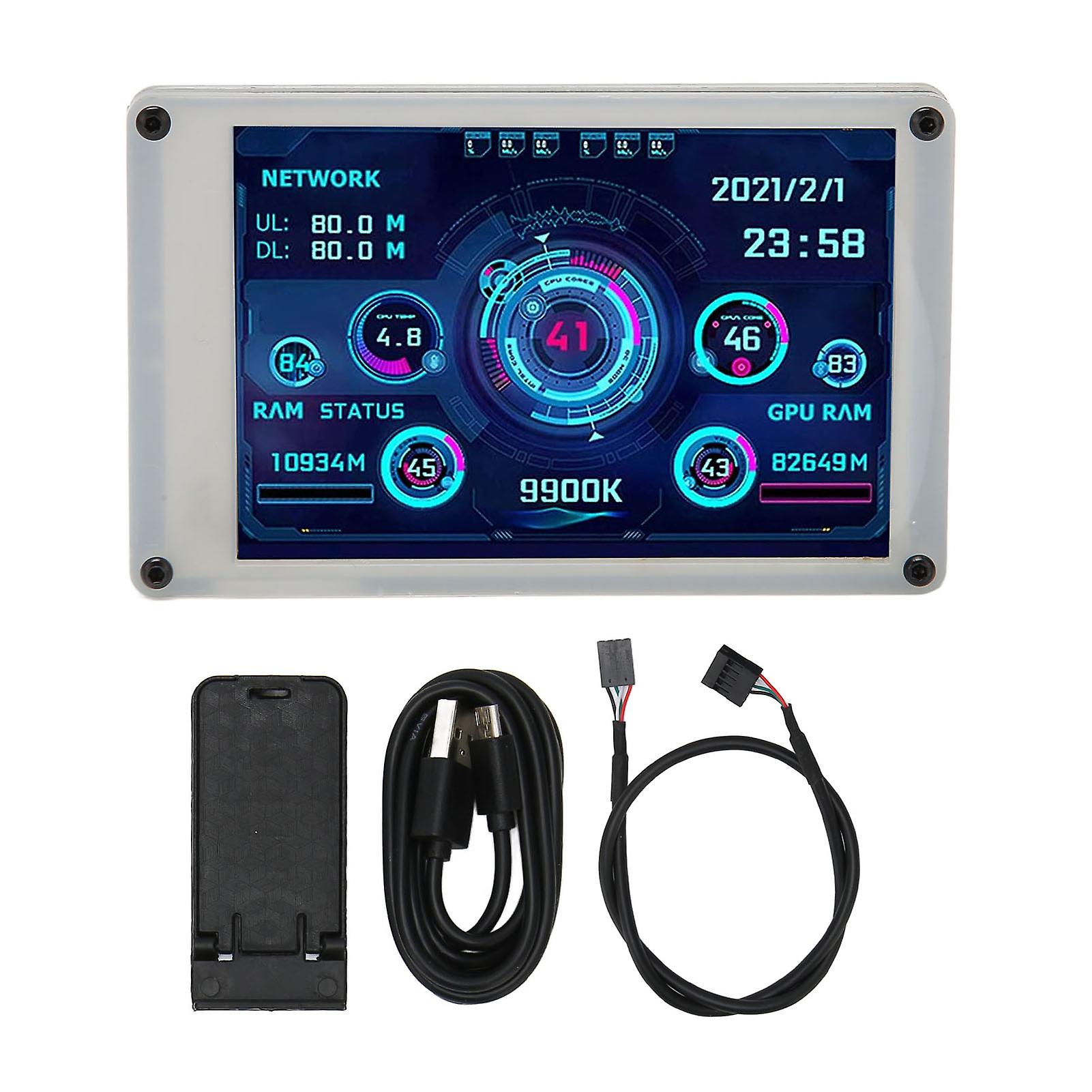 3,5-Zoll-Computer-Temperatur-Monitor Dual-USB-PC-Sensor-Panel-Display für AIDA64-PC-CPU-GPU-RAM-HDD-Datenmonitor für RasPi für Linux