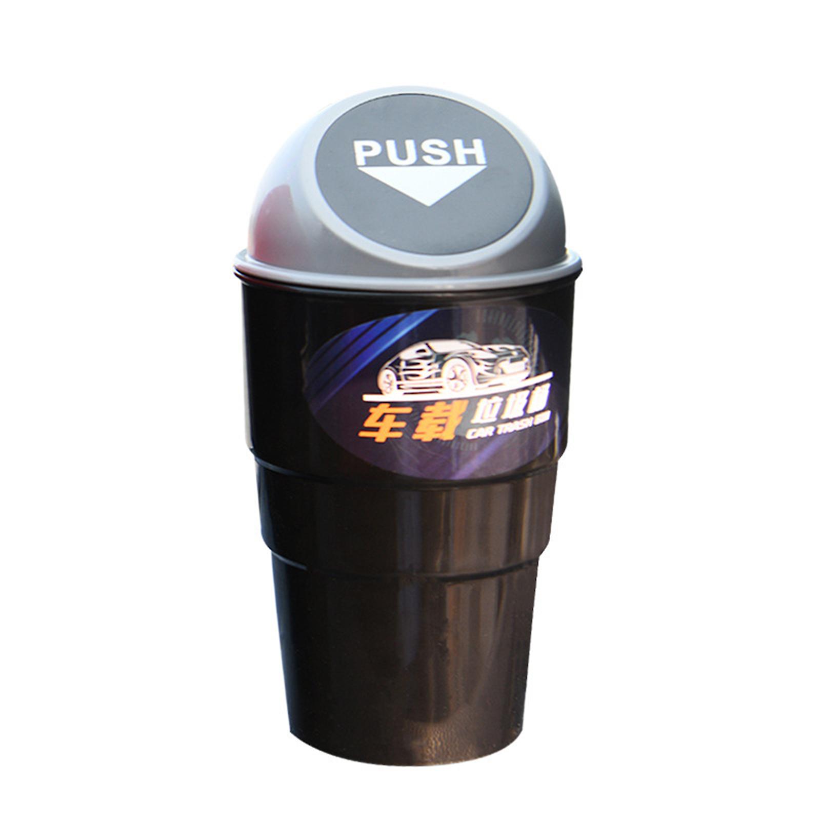 Creative Mini Desktop Car Trash Bin Grey Push Lid Plastic Waste Container Compact Design Multipurpose for Cars Offices Homes Set of 1