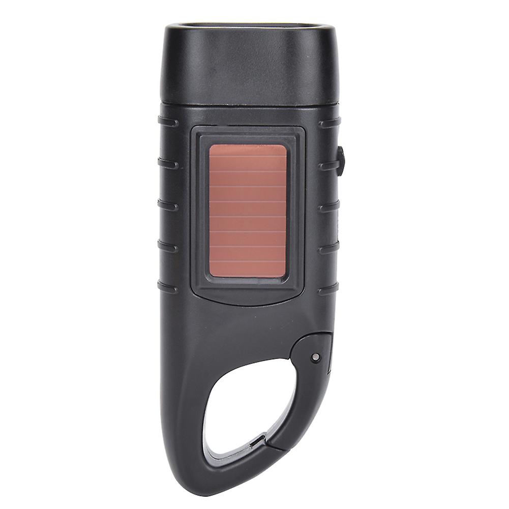 AT5503 Emergency Torch ABS Plastic Solar Hand Crank Torch Emergency LED Portable Torch for Climbing Camping (Black)