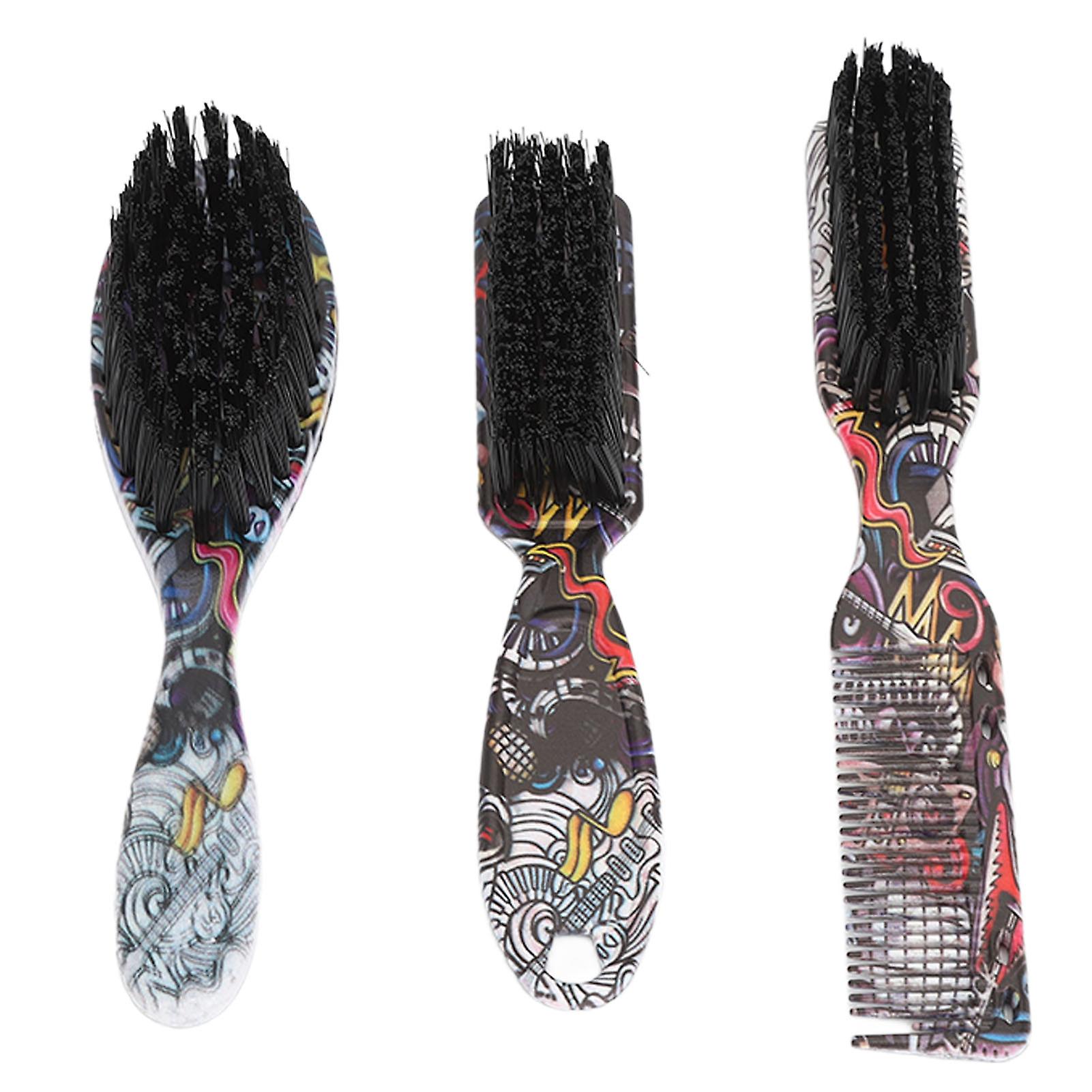 Ensemble de 3 brosses à barbe pour hommes, peigne à barbe 2 en 1, brosse à huile, outil de coiffure portable