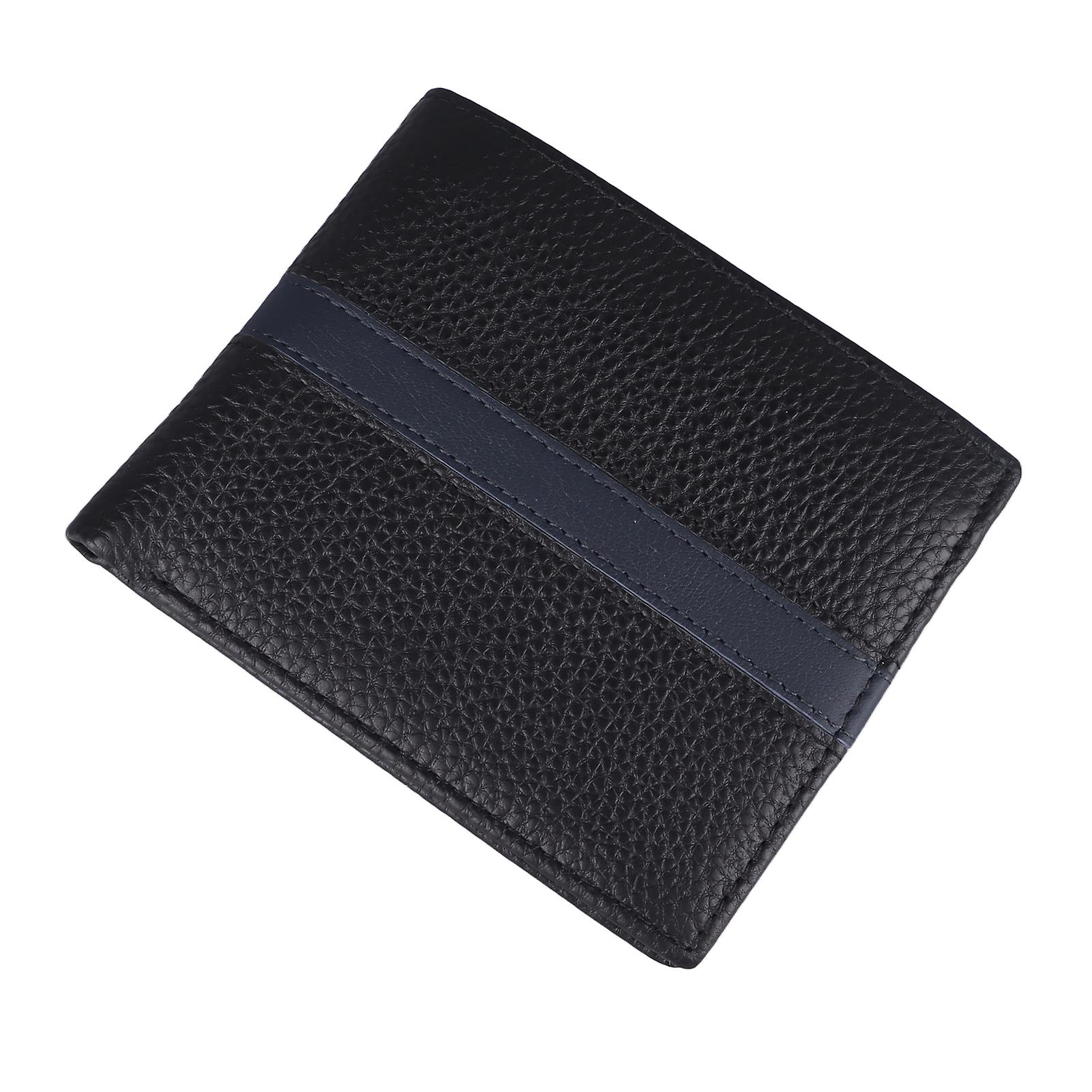 محفظة جلدية للرجال بسعة كبيرة 12x10x2 سم محفظة عملات سوداء