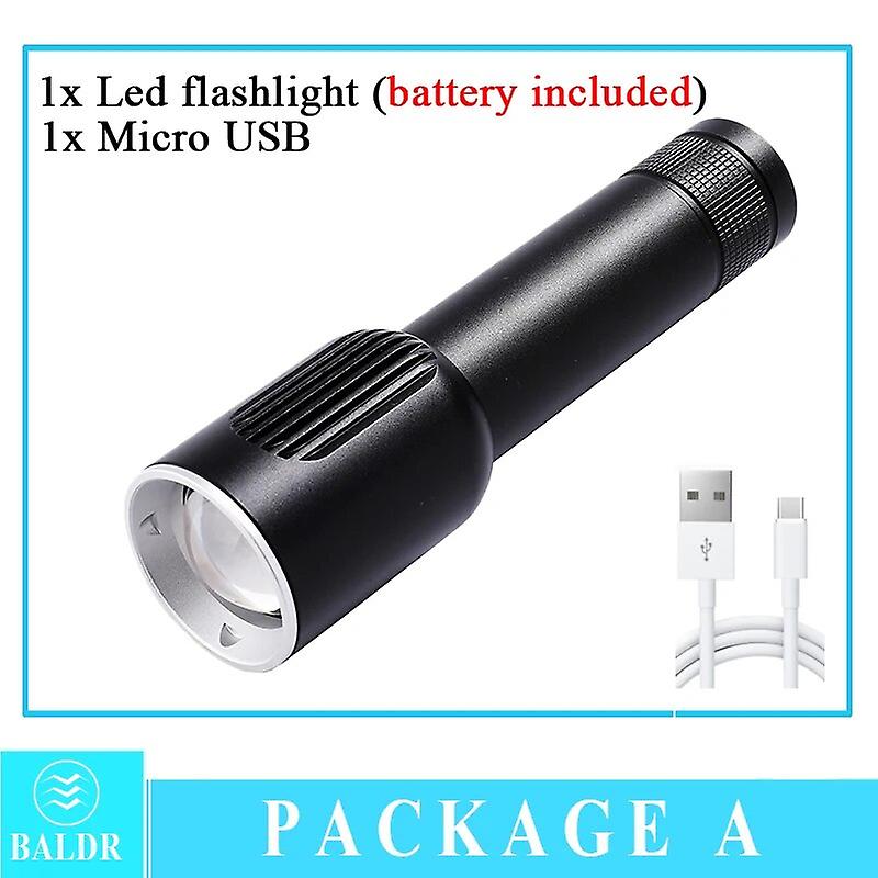 Glare Flashlight Outdoor Waterproof Usb Charging Treasure Lamp Telescopic Zoom Built-in Battery High Power Led Torch